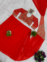 1 Minute Ready To Wear Saree - Premium Faux Georgette