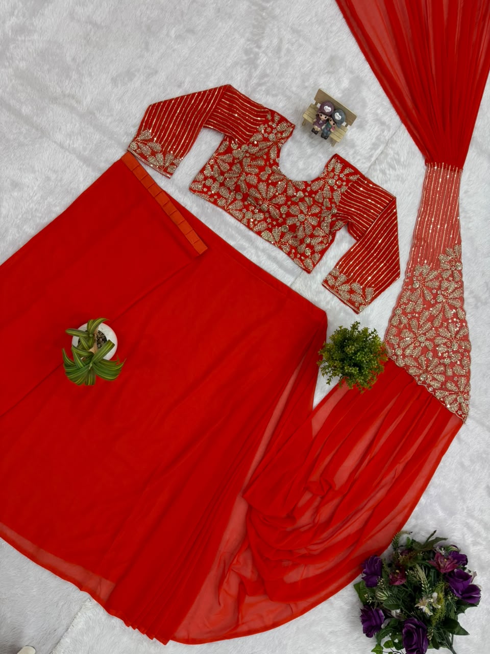 1 Minute Ready To Wear Saree - Premium Faux Georgette