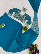 1 Minute Ready To Wear Saree - Premium Faux Georgette