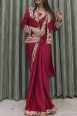 1 Minute Saree with Coat - Heavy Crep