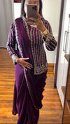 1 Minute Saree - Blooming Rangoli - Wine Maroon