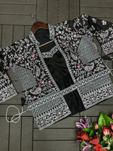 1 Minute Saree Ready To Wear with Full Coat - Heavy Rangoli