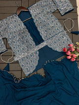 1 Minute Saree - Heavy Chinon with Fancy Moti Lace