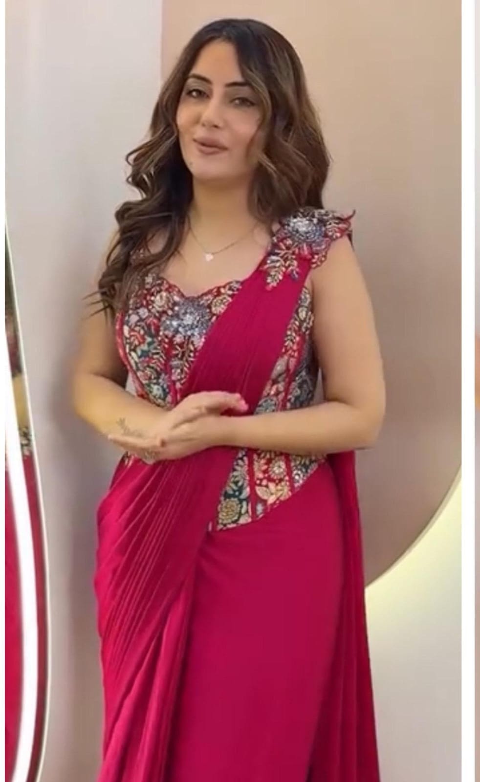 1 Minute Saree - Heavy Crep - Pink Magenta