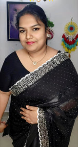 Space Silk Handwork Saree - Black