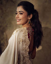 Rashmika Inspired Off-White Silk Saree