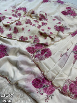 Designer Tebby Organza Floral Digital Prin