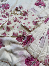 Designer Tebby Organza Floral Digital Prin