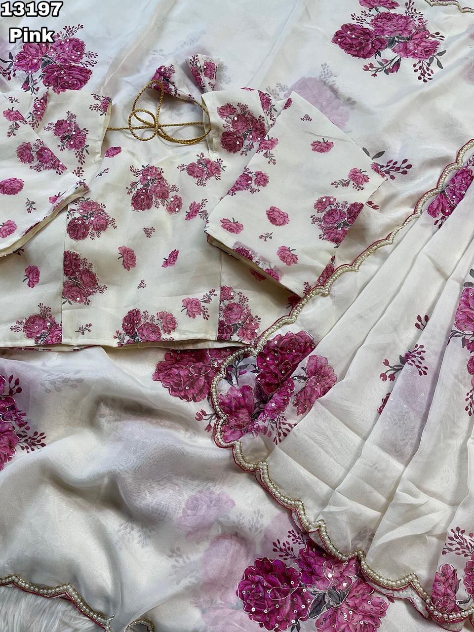 Designer Tebby Organza Floral Digital Prin