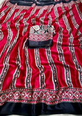 AJRAKH MIRROR saree