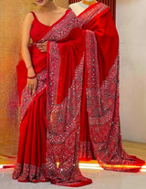 AJRAKH MIRROR saree new design