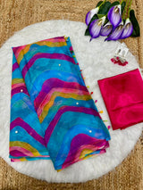 Multi colour tabi silk with real mirror