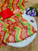 Multi colour tabi silk with real mirror