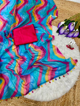 Multi colour tabi silk with real mirror