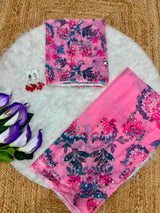 Tabby silk with digital theamwith real mirror work&nbsp;