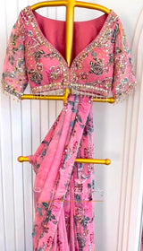 Tabby silk with digital theamwith real mirror work&nbsp;