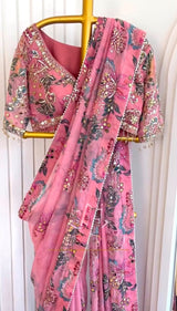 Tabby silk with digital theamwith real mirror work&nbsp;