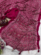 Ajrakh mirror saree