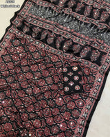 Crepe Silk with Ajrakh Mirror saree