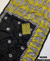 Crepe Silk with Ajrakh Mirror saree