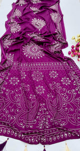 AJRAKH MIRROR saree with mirror all over