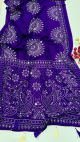 AJRAKH MIRROR saree with mirror all over