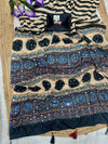 AJRAKH MIRROR premium crepe with saree all over mirror with plain blouse