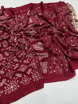 AJRAKH MIRROR saree with 2000+ mirror all over sareeWith running blouse