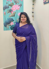 Georgette Handwork saree with beads work all over saree