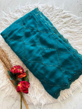 Georgette Handwork saree with beads work all over saree