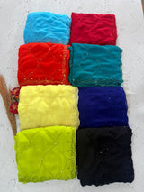 Georgette Handwork saree with beads work all over saree