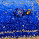 Chiffon georgette hand work sarees With dual shade