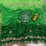 Chiffon georgette hand work sarees With dual shade