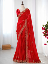 Georgette saree with bhandhini theam adored with beautiful beads work