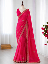 Georgette saree with bhandhini theam adored with beautiful beads work