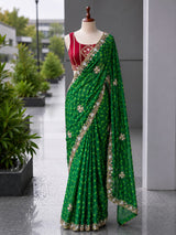 Pure space silk with bandini design beautifully designed with handwork&nbsp;