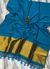Mul cotton zari pallu