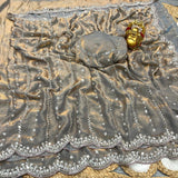 Space silk viral beads sarees