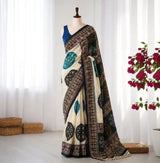 Ajrak crape mirror sarees