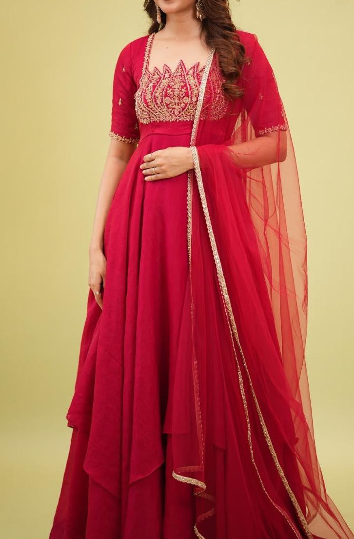 Space silk crush gown