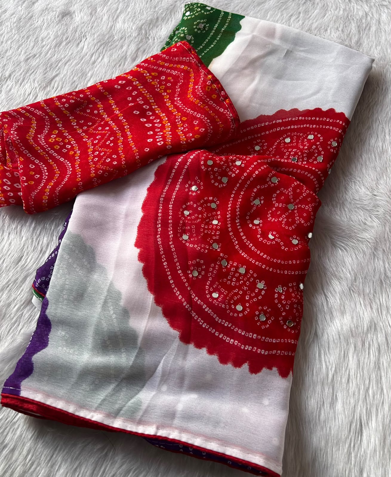 Ajrak chiffon saree