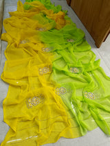 Dual Colour Chiffon Handwork sarees