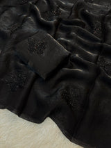 Space silk satin with beads work
