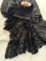Black handwork saree