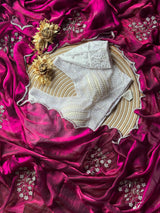 Premium Space silk desiner saree with pearl blouse