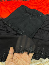 Dyeing chinnon dual shade handwork saree