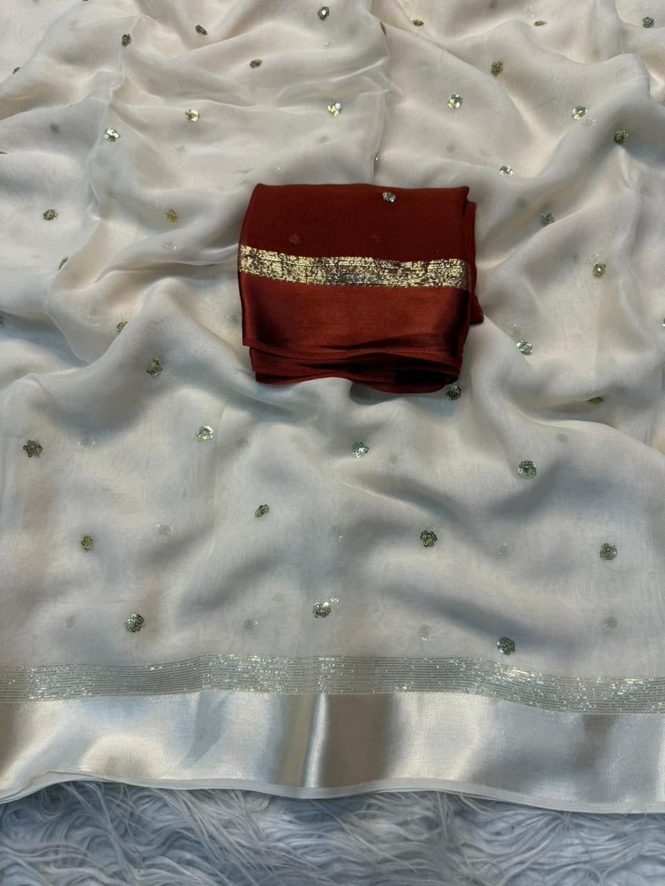 Viscous Georgette with sequin butti