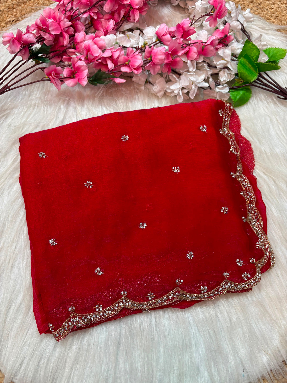 Single line Premium Space silk handwork sarees