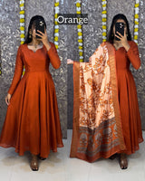 Anarkali dress with kalamkari dupatta
