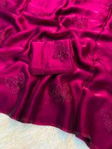 Space silk satin with beads work